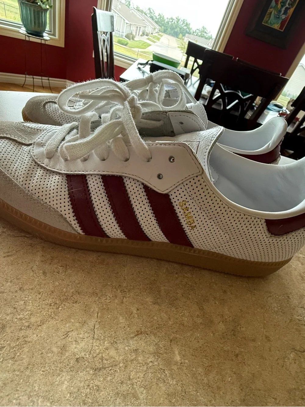 Adidas Samba Men's White and Burgundy Low-Top Sneakers